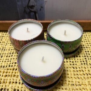 Set of Three Scented Candles in Decorative Tins